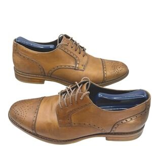 Leather Oxford Dress Shoes Brogue Wingtip Lace Up Casual Brown